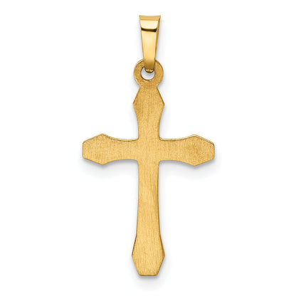 14k Yellow & Rhodium 14ky w/ Rhodium Hollow Cross Pendant