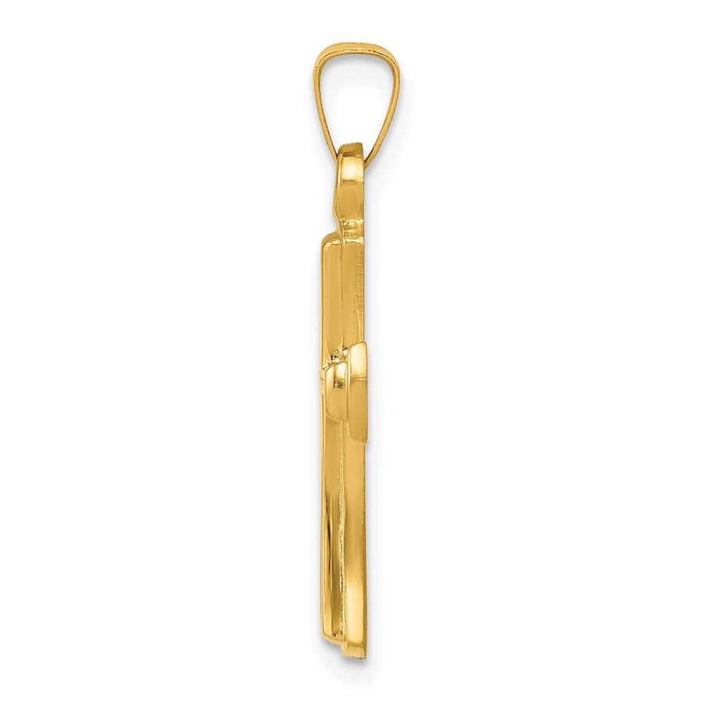 14K Yellow Gold Hollow Cross Pendant