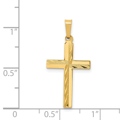 14k Yellow Gold 14k Diamond-cut Hollow Cross Pendant