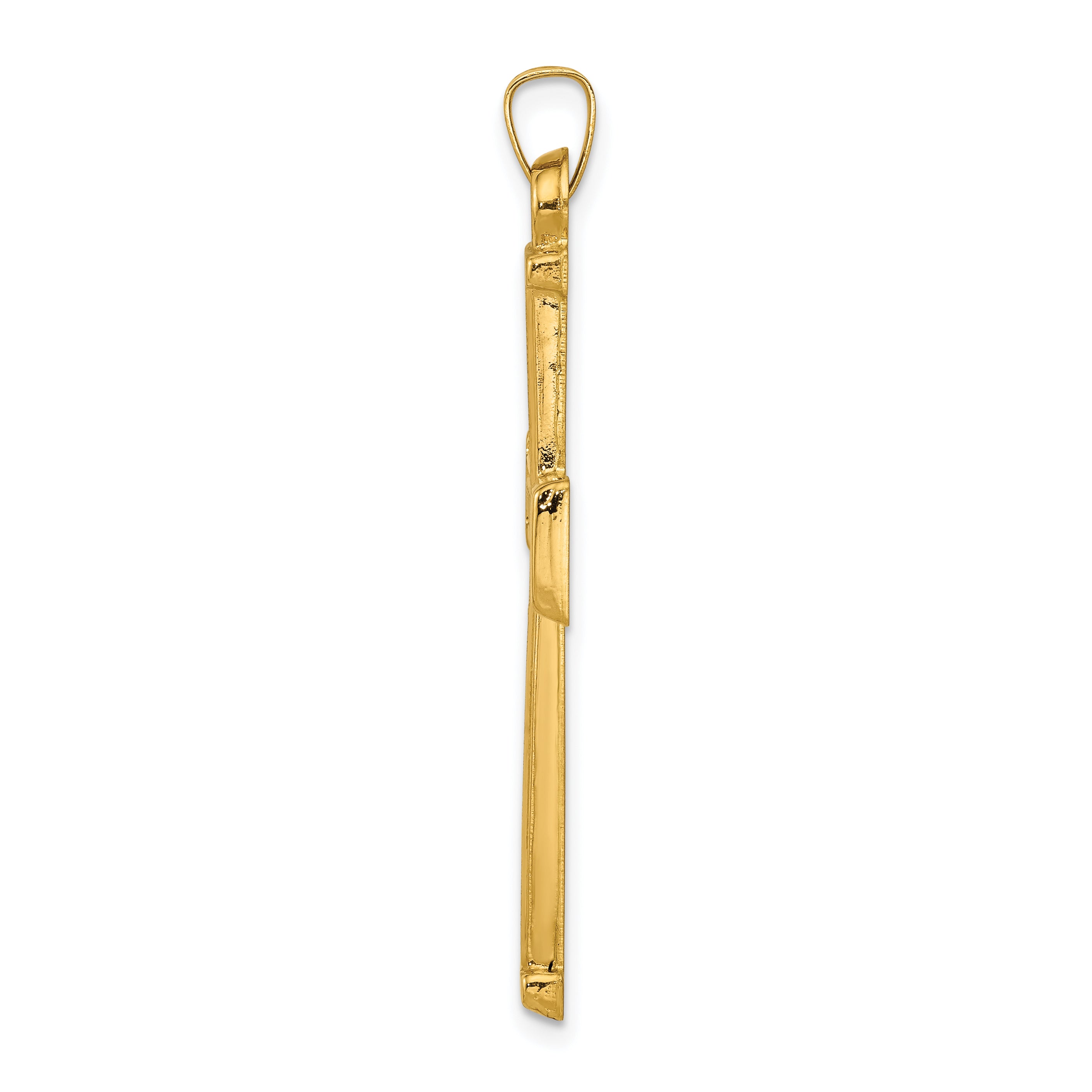 14K Yellow Gold Hollow Latin Cross Pendant