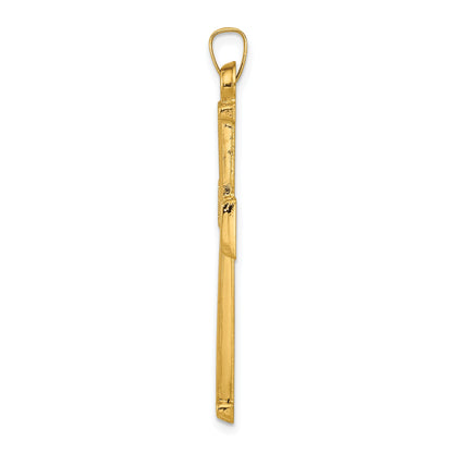 14K Yellow Gold Hollow Latin Cross Pendant