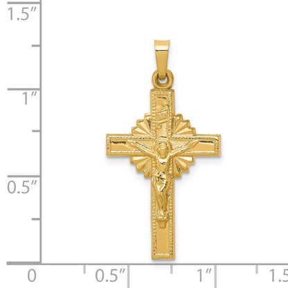 14k Yellow Gold 14k INRI Hollow Crucifix Pendant