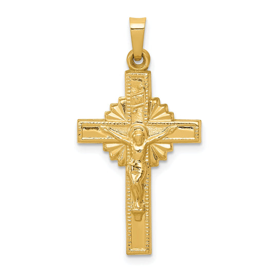 14k Yellow Gold 14k INRI Hollow Crucifix Pendant
