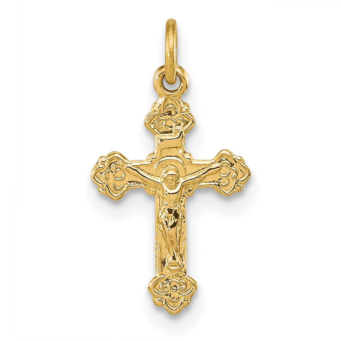 14k Yellow Gold 14k INRI Hollow Crucifix Pendant
