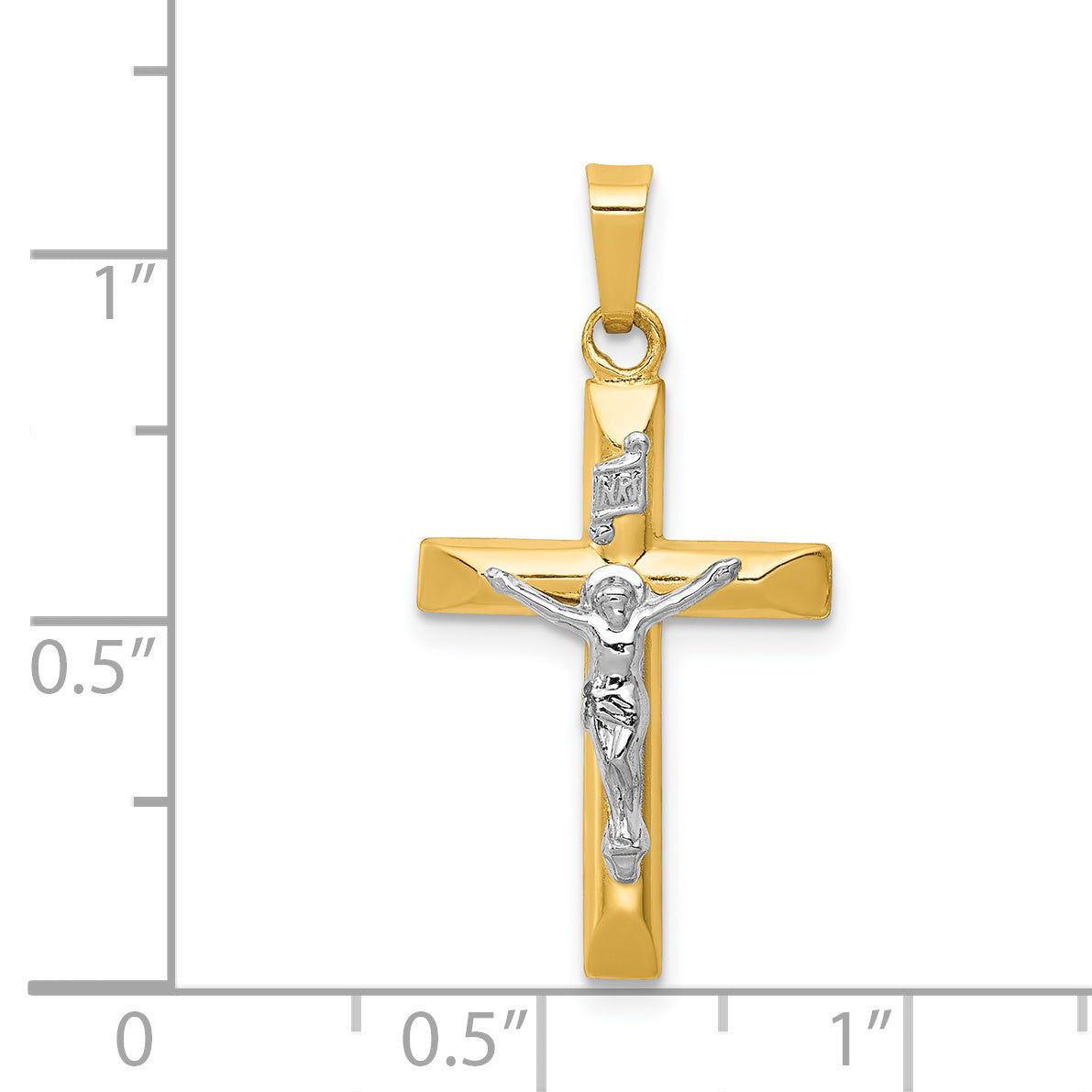 14k Two-tone 14k Two-tone INRI Hollow Crucifix Pendant