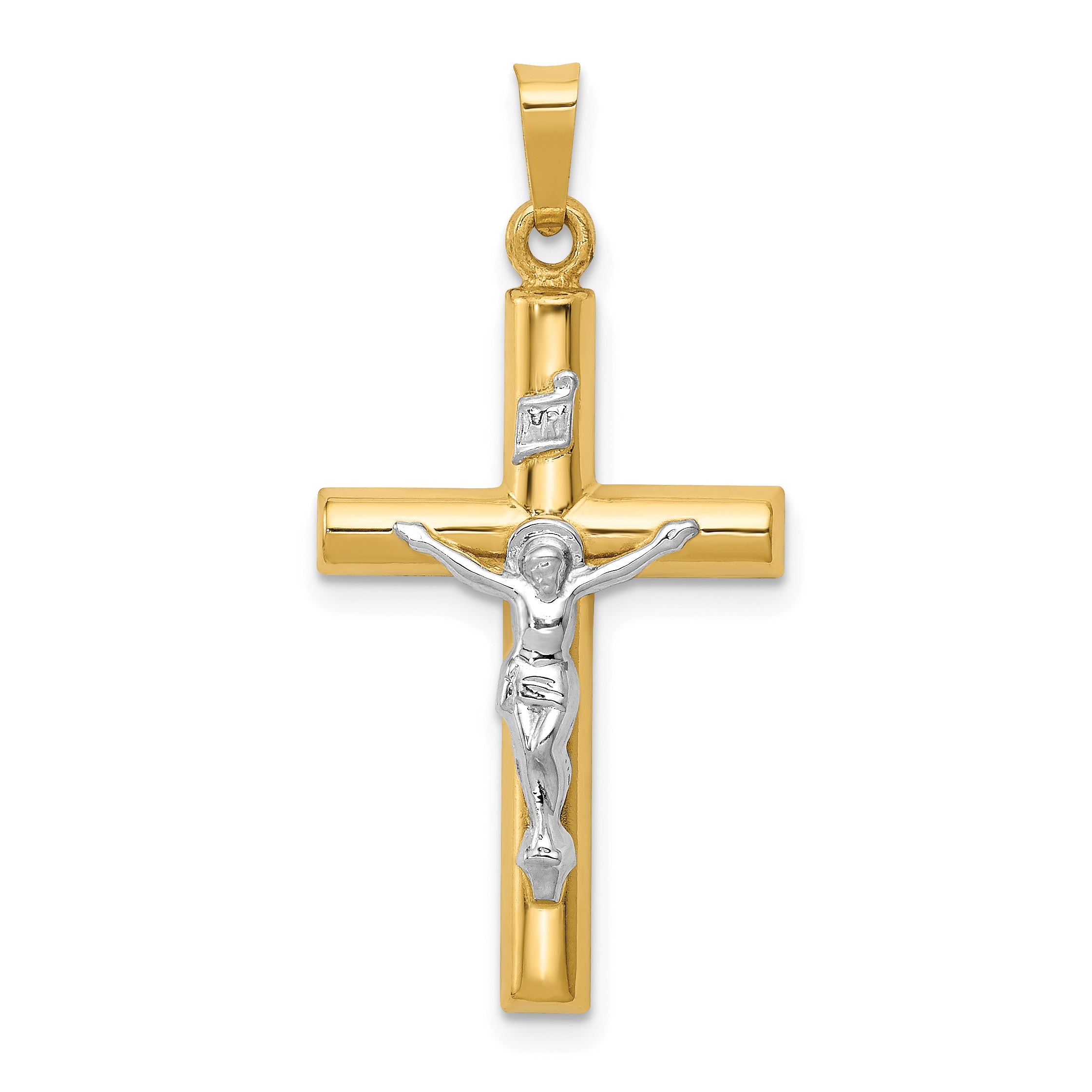 14k Two-tone 14k Two-tone INRI Hollow Crucifix Pendant