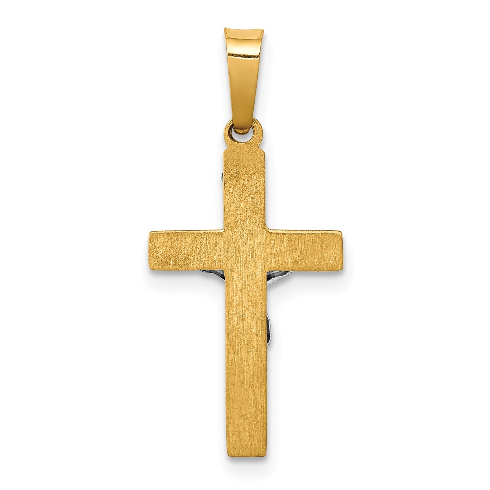 14K Two Tone Inri Hollow Crucifix Pendant