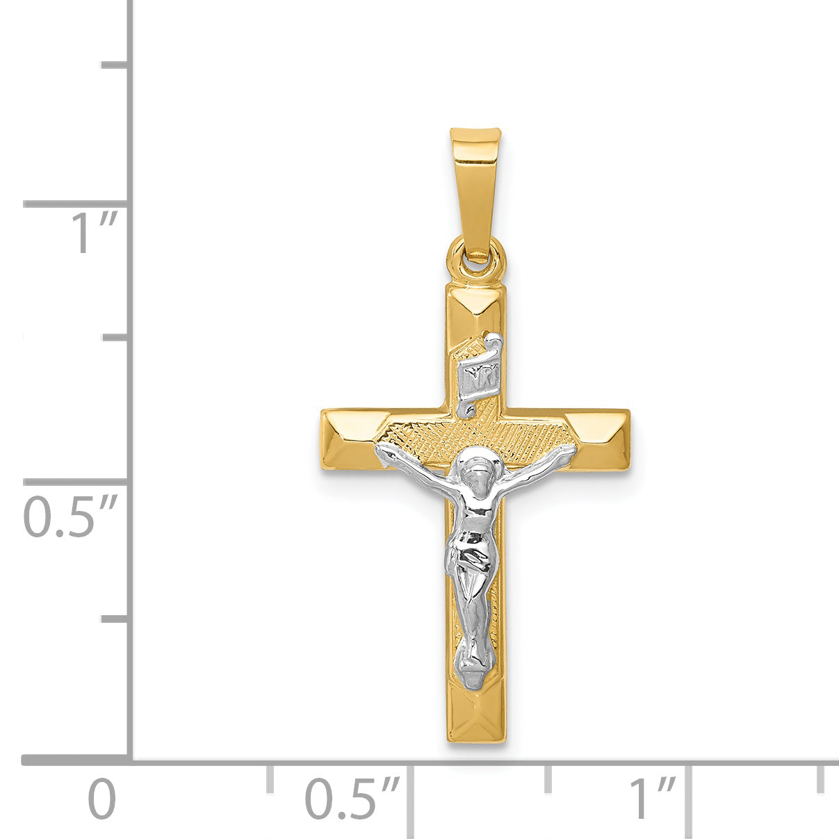 14k Two-tone 14k Two-tone INRI Hollow Crucifix Pendant