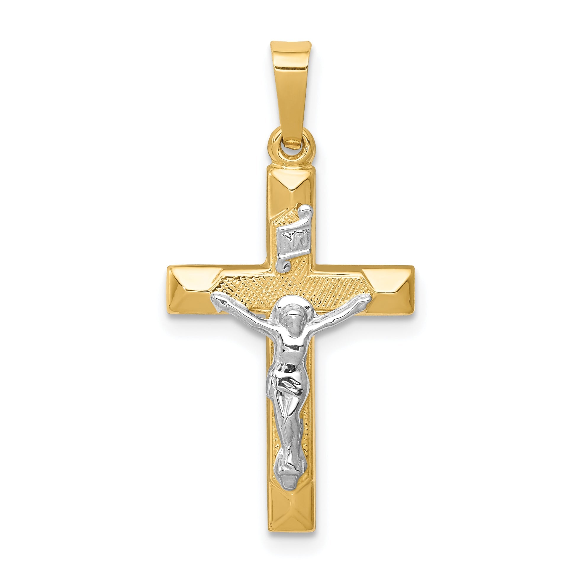 14k Two-tone 14k Two-tone INRI Hollow Crucifix Pendant