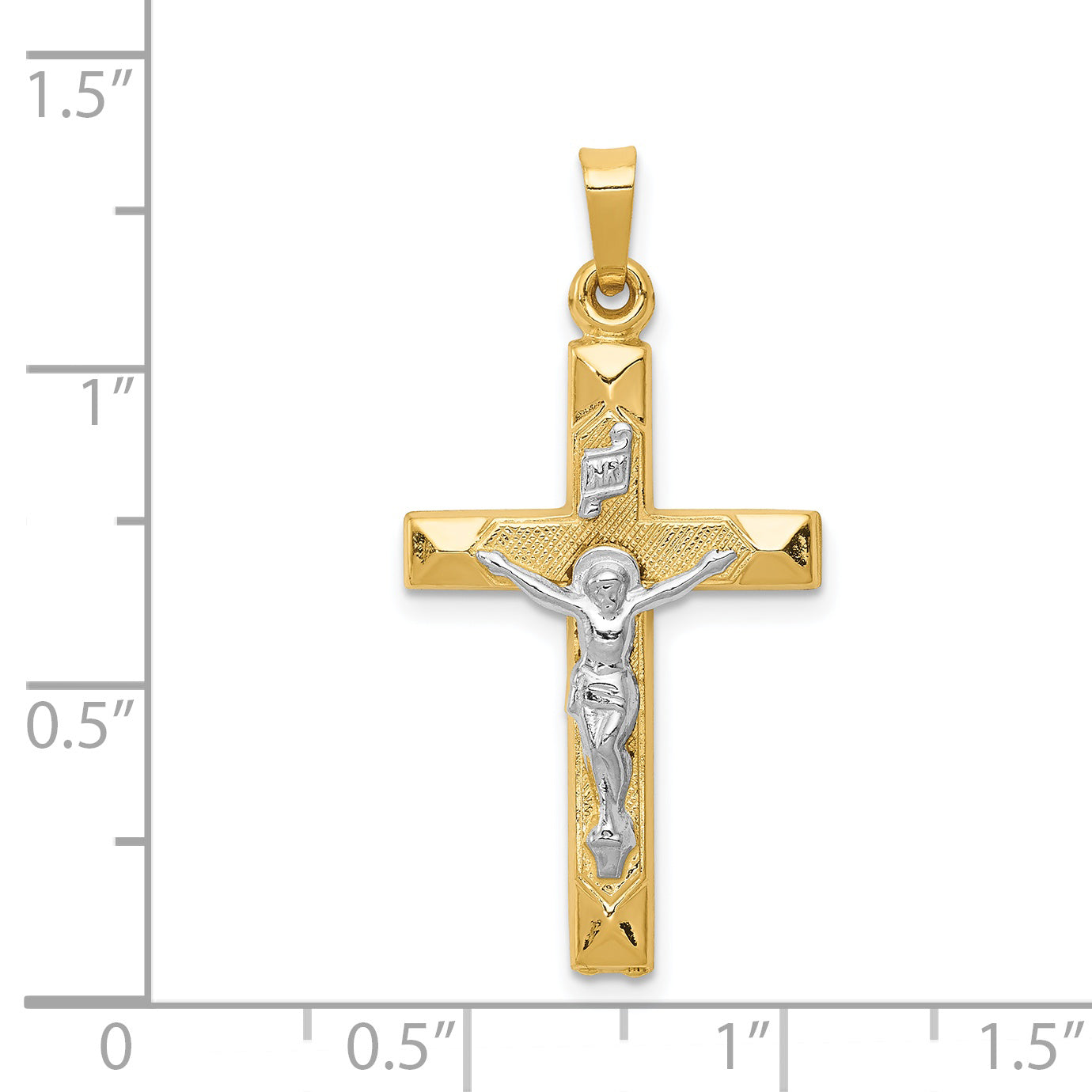 14k Two-tone 14k Two-tone INRI Hollow Crucifix Pendant