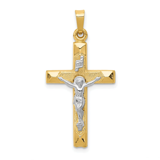 14k Two-tone 14k Two-tone INRI Hollow Crucifix Pendant