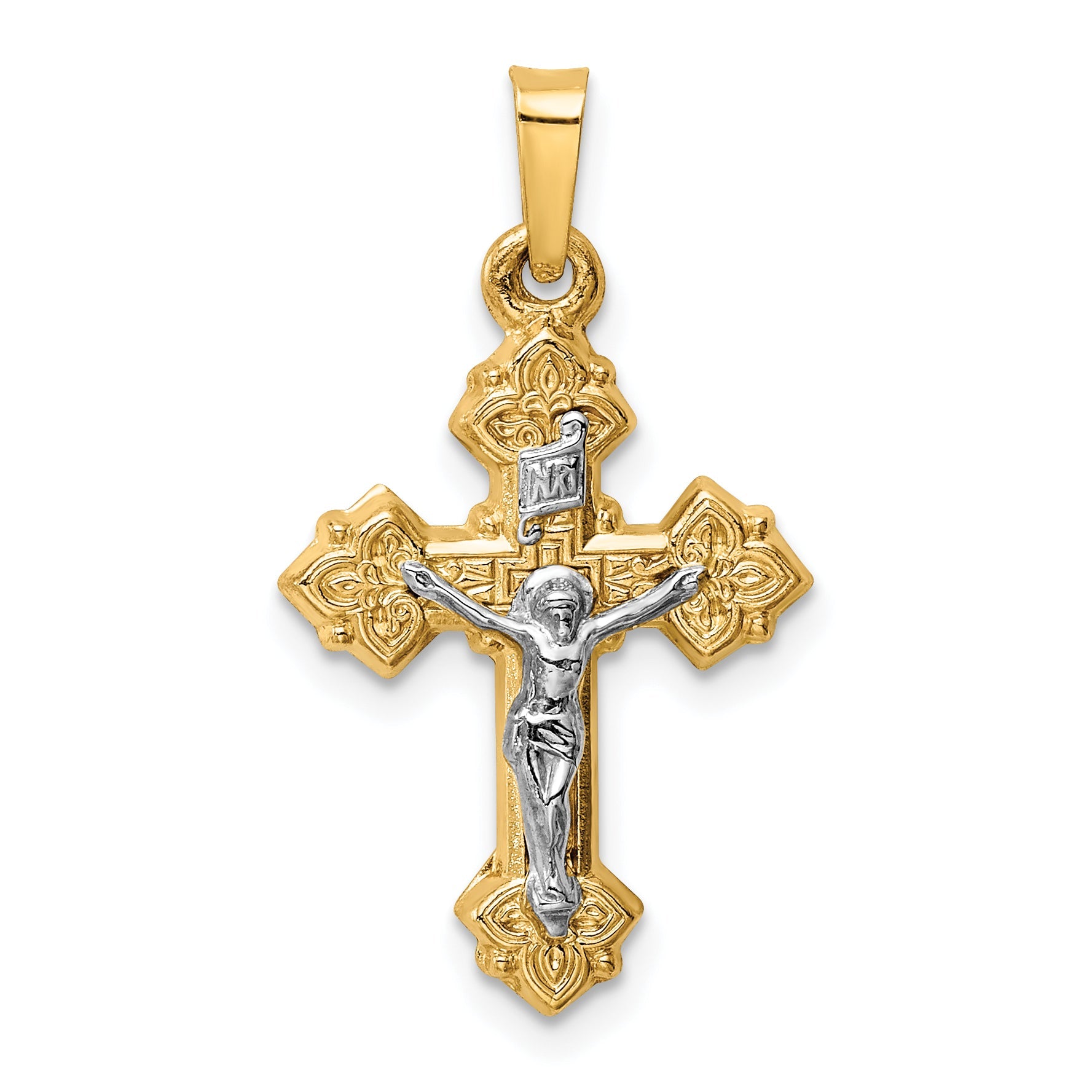 14k Two-tone 14k Two-tone INRI Hollow Crucifix Pendant