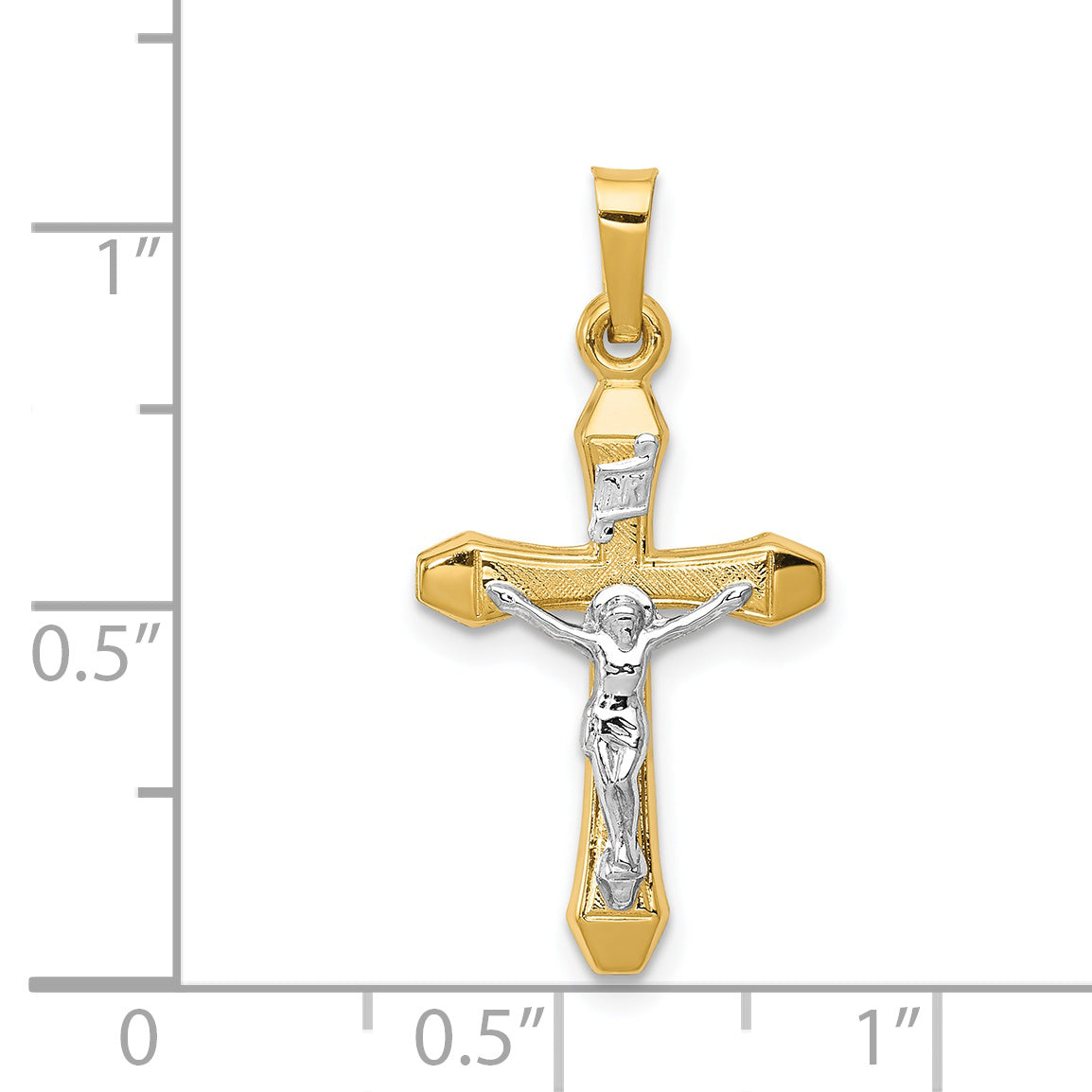 14k Two-tone 14k Two-tone INRI Hollow Crucifix Pendant