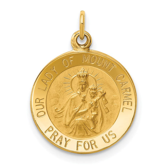 14k Yellow Gold Our Lady of Mount Carmel Medal Charm