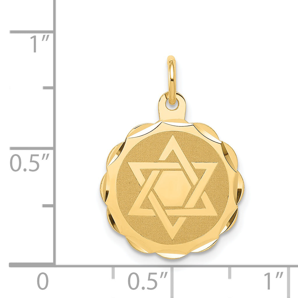 14k Yellow Gold 14k Solid Star of David Disc Charm