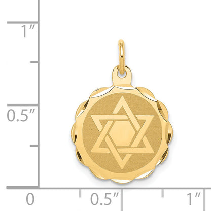14k Yellow Gold 14k Solid Star of David Disc Charm