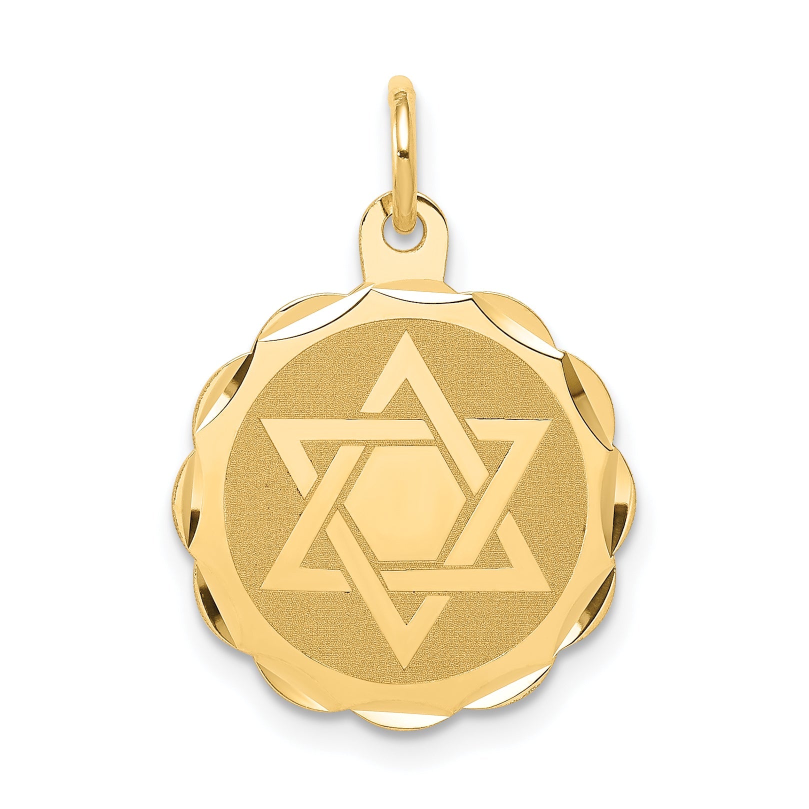 14k Yellow Gold 14k Solid Star of David Disc Charm