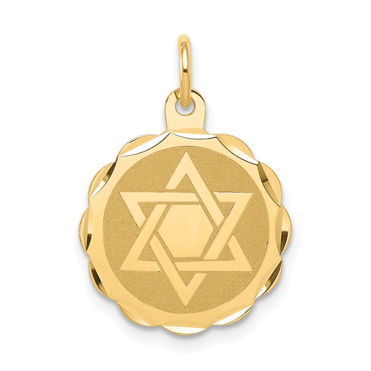 14k Yellow Gold 14k Solid Star of David Disc Charm