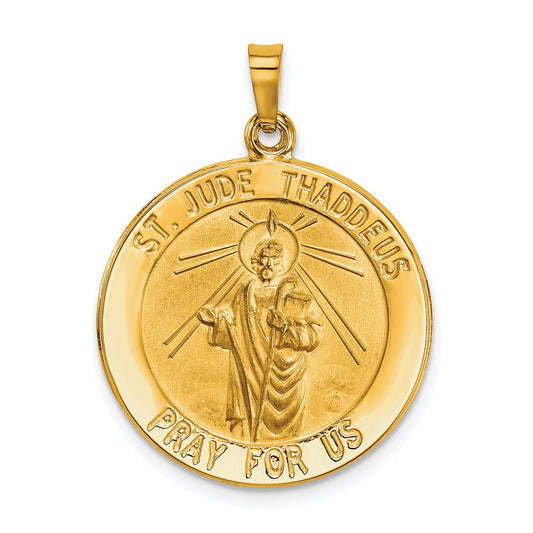 14k Yellow Gold 14k Saint Jude Medal Hollow Pendant