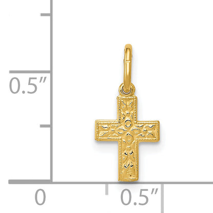 14k Yellow Gold 14K Floral Cross Charm