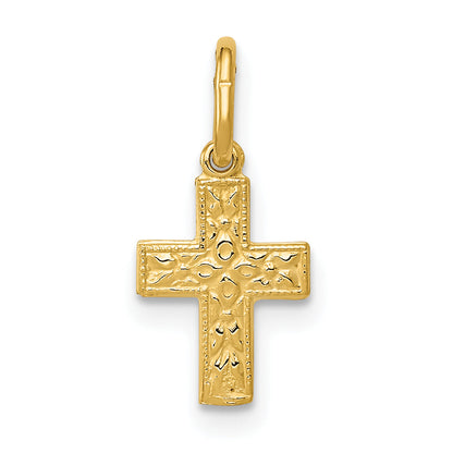 14k Yellow Gold 14K Floral Cross Charm