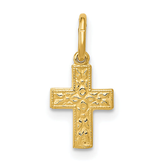 14k Yellow Gold 14K Floral Cross Charm