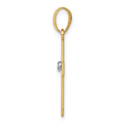 14K Yellow Gold Polished .01Ct. Diamond Cross Pendant