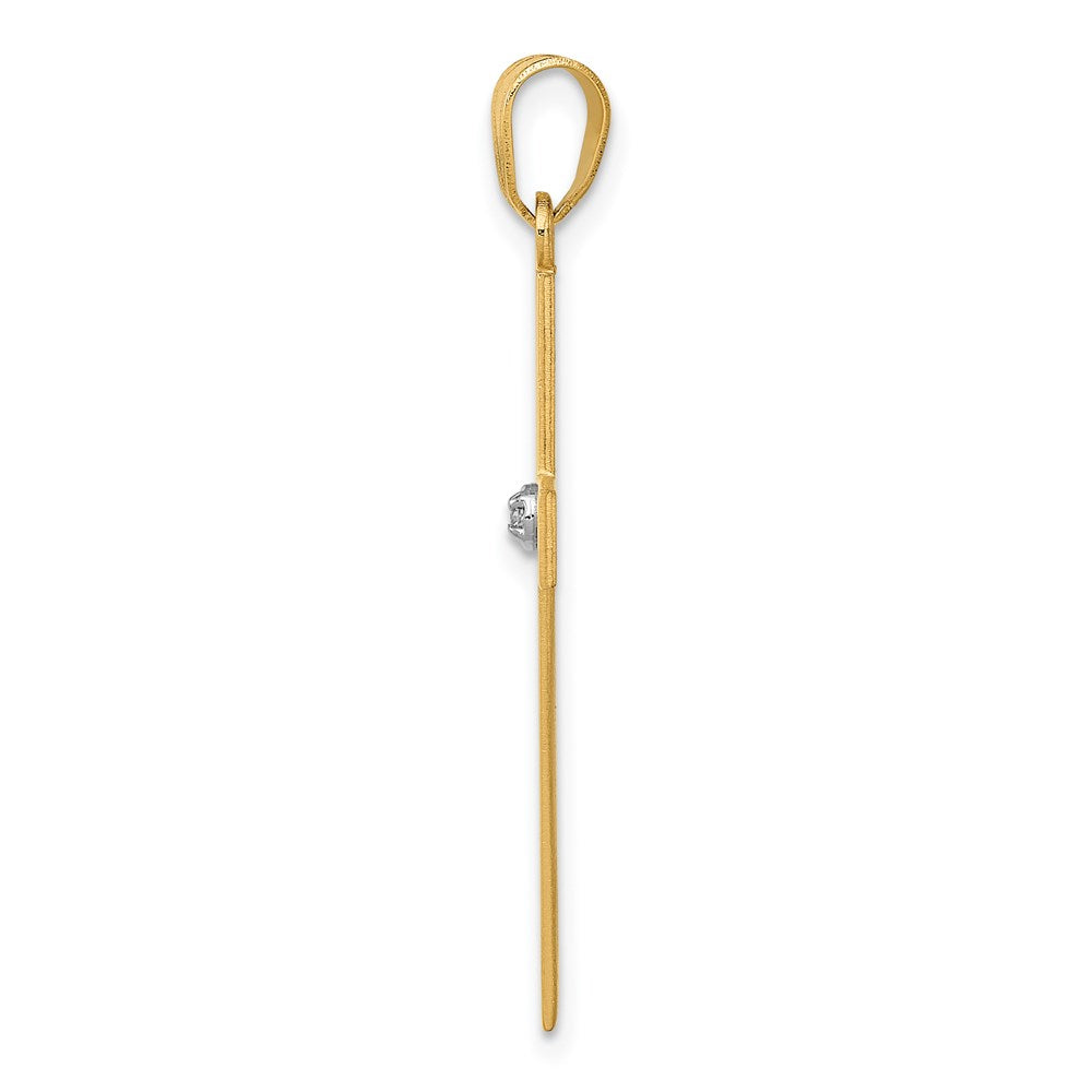 14K Yellow Gold Polished .02Ct. Diamond Cross Pendant