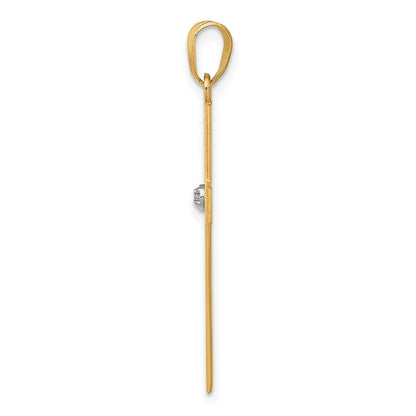 14K Yellow Gold Polished .02Ct. Diamond Cross Pendant