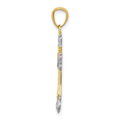 14k Yellow & Rhodium 14k and Rhodium D/C Cross Pendant