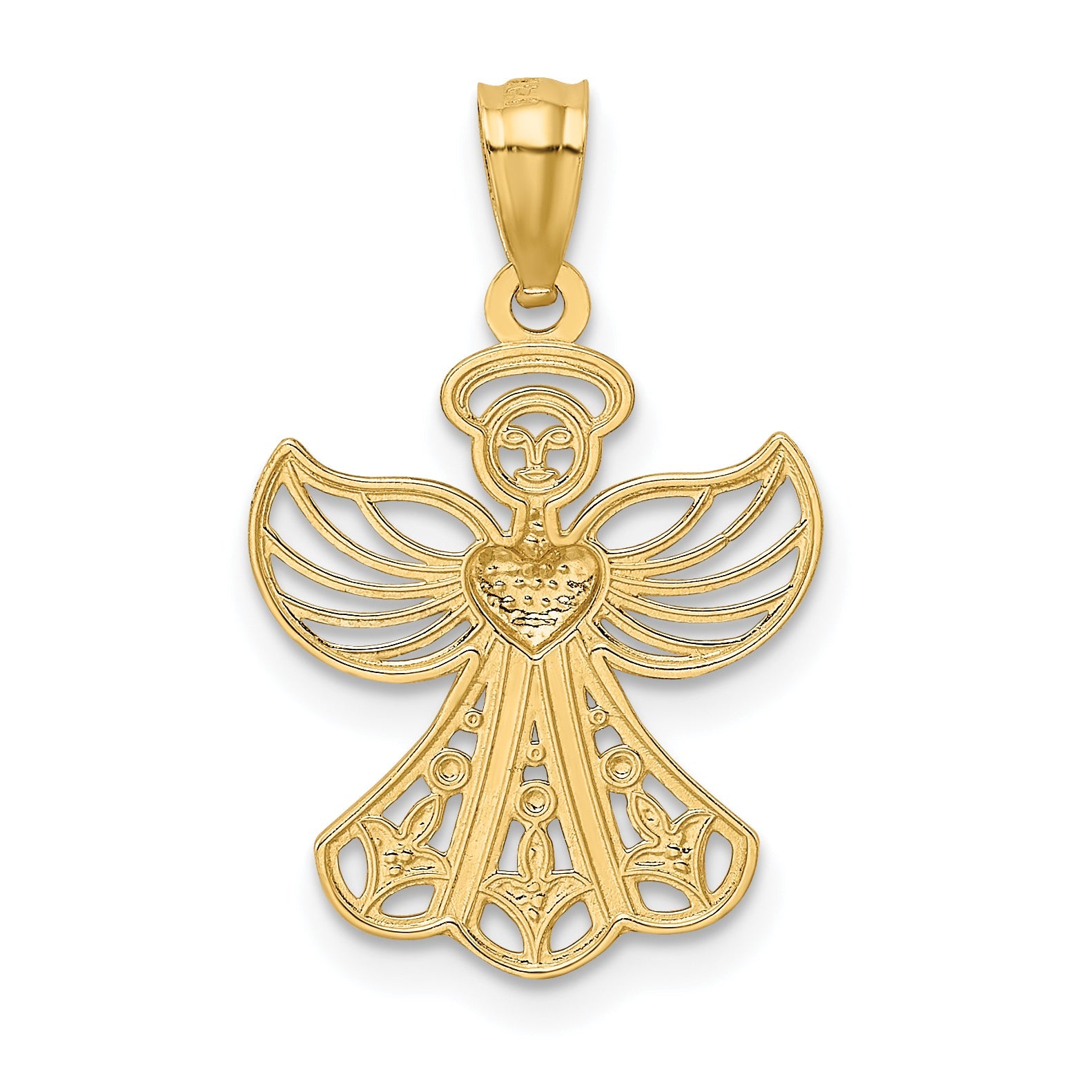 14k Yellow & Rhodium 14K w/Rhodium Filigree Angel Pendant