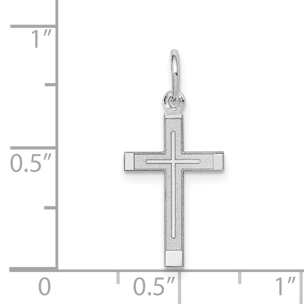 14k White Gold 14K White Gold Laser Designed Cross Charm