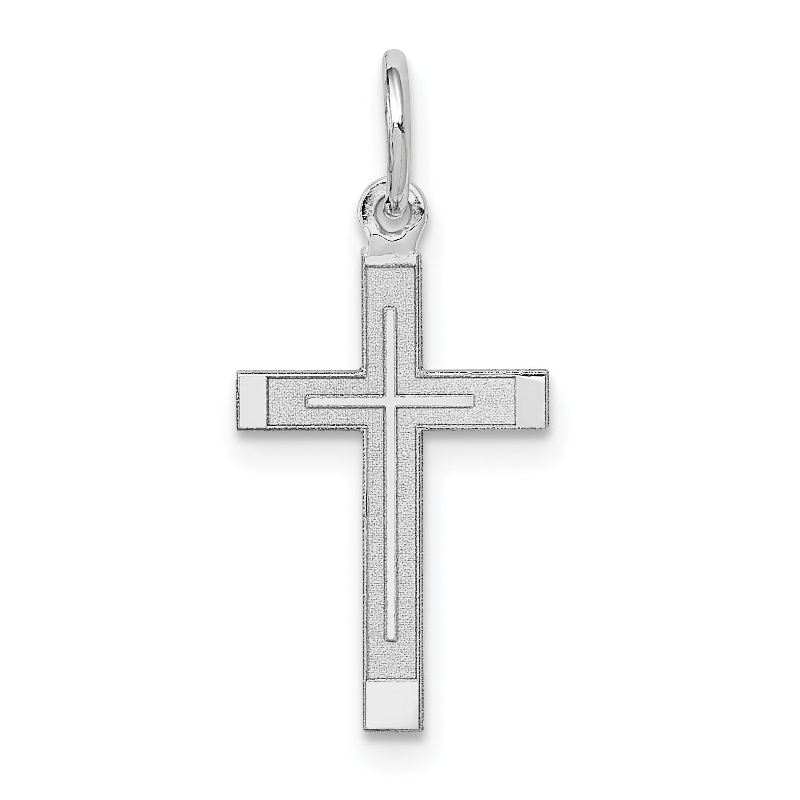 14k White Gold 14K White Gold Laser Designed Cross Charm