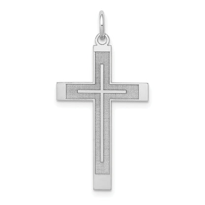 14k White Gold 14K White Gold Laser Designed Cross Pendant