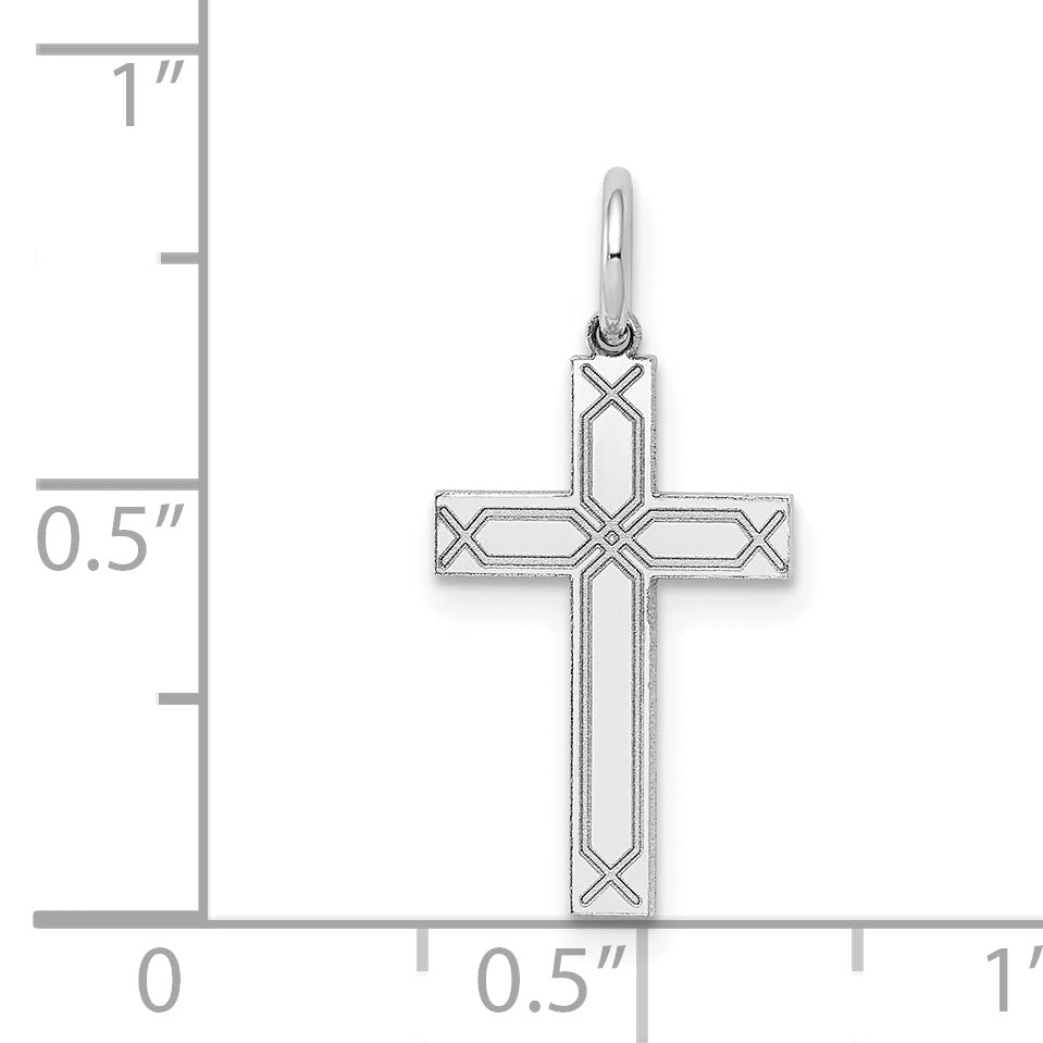 14k White Gold 14K White Gold Laser Designed Cross Charm