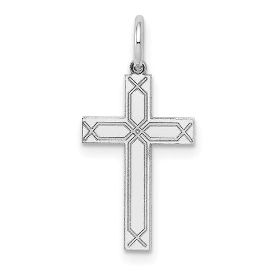 14k White Gold 14K White Gold Laser Designed Cross Charm