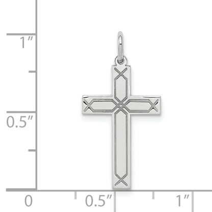 14k White Gold 14K White Gold Laser Designed Cross Charm