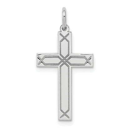 14k White Gold 14K White Gold Laser Designed Cross Charm