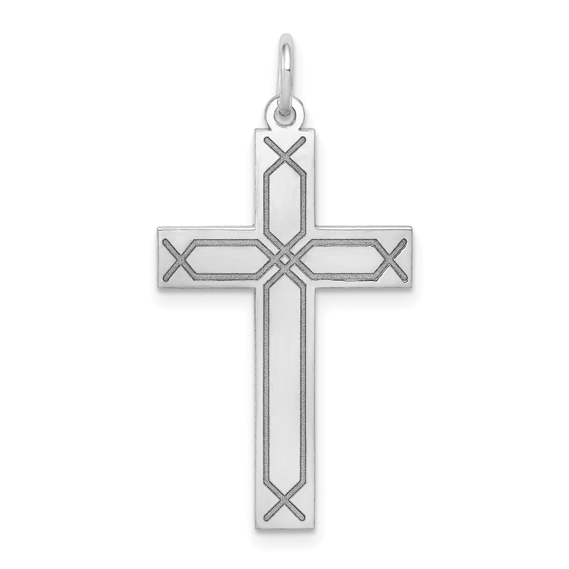 14k White Gold 14K White Gold Laser Designed Cross Pendant