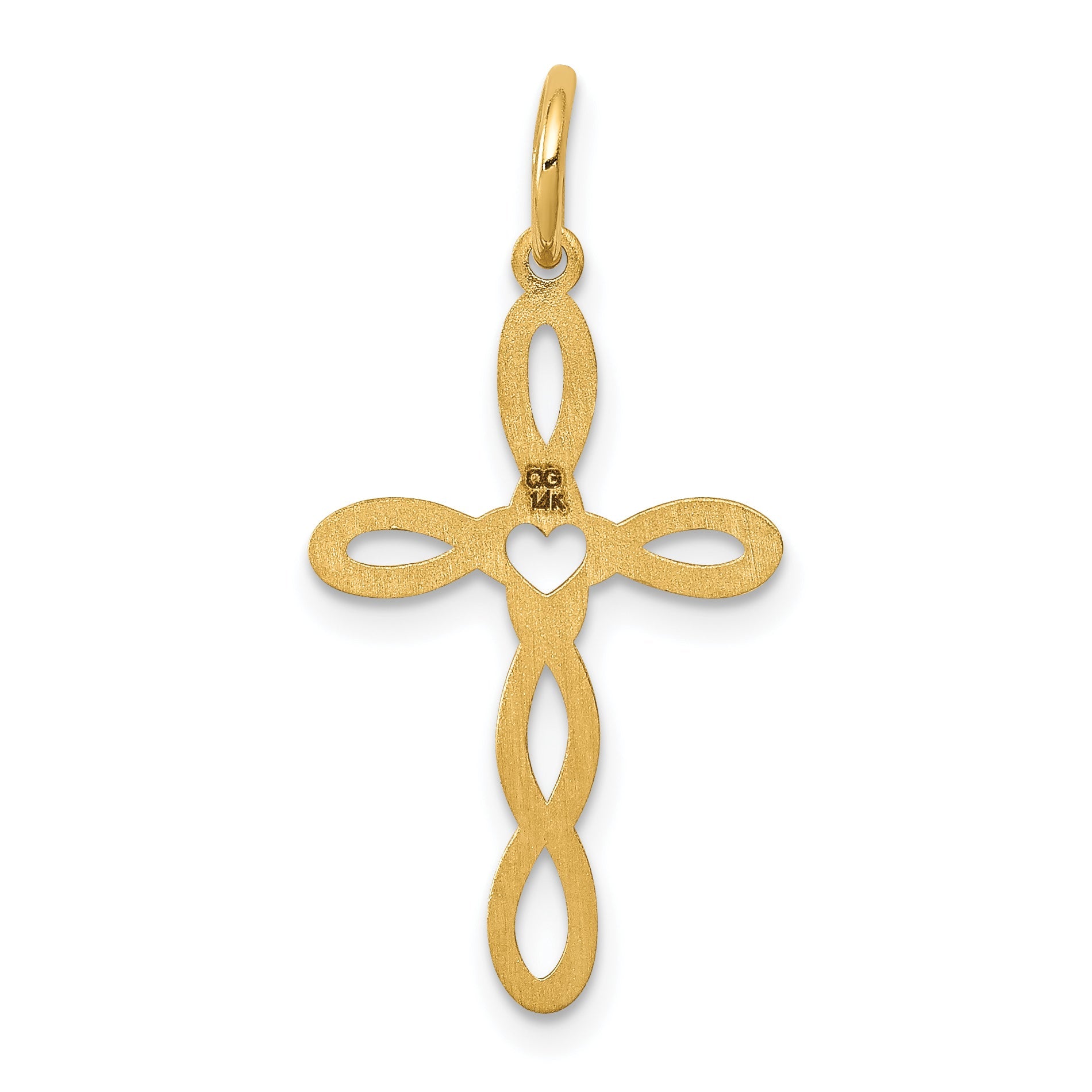 14k Yellow Gold 14K Loop w/Center Heart Cross Pendant