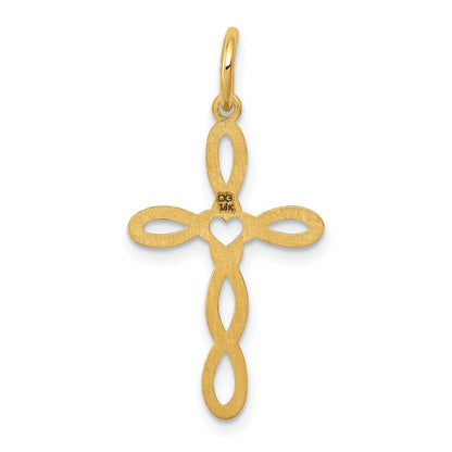 14k Yellow Gold 14K Loop w/Center Heart Cross Pendant