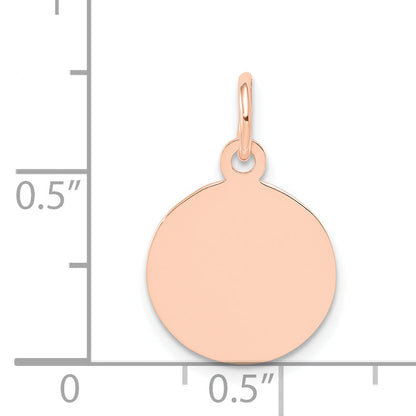 14k Rose Gold 14k Rose Gold Plain .011 Gauge Circular Engraveable Disc Charm