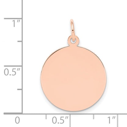 14k Rose Gold 14k Rose Gold Plain .011 Gauge Circular Engraveable Disc Charm