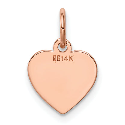 14k Rose Gold 14k Rose Gold Plain .011 Gauge Engraveable Heart Disc Charm