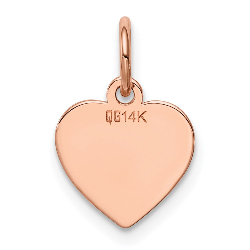 14K Rose Gold Plain .018 Gauge Engraveable Heart Disc Charm