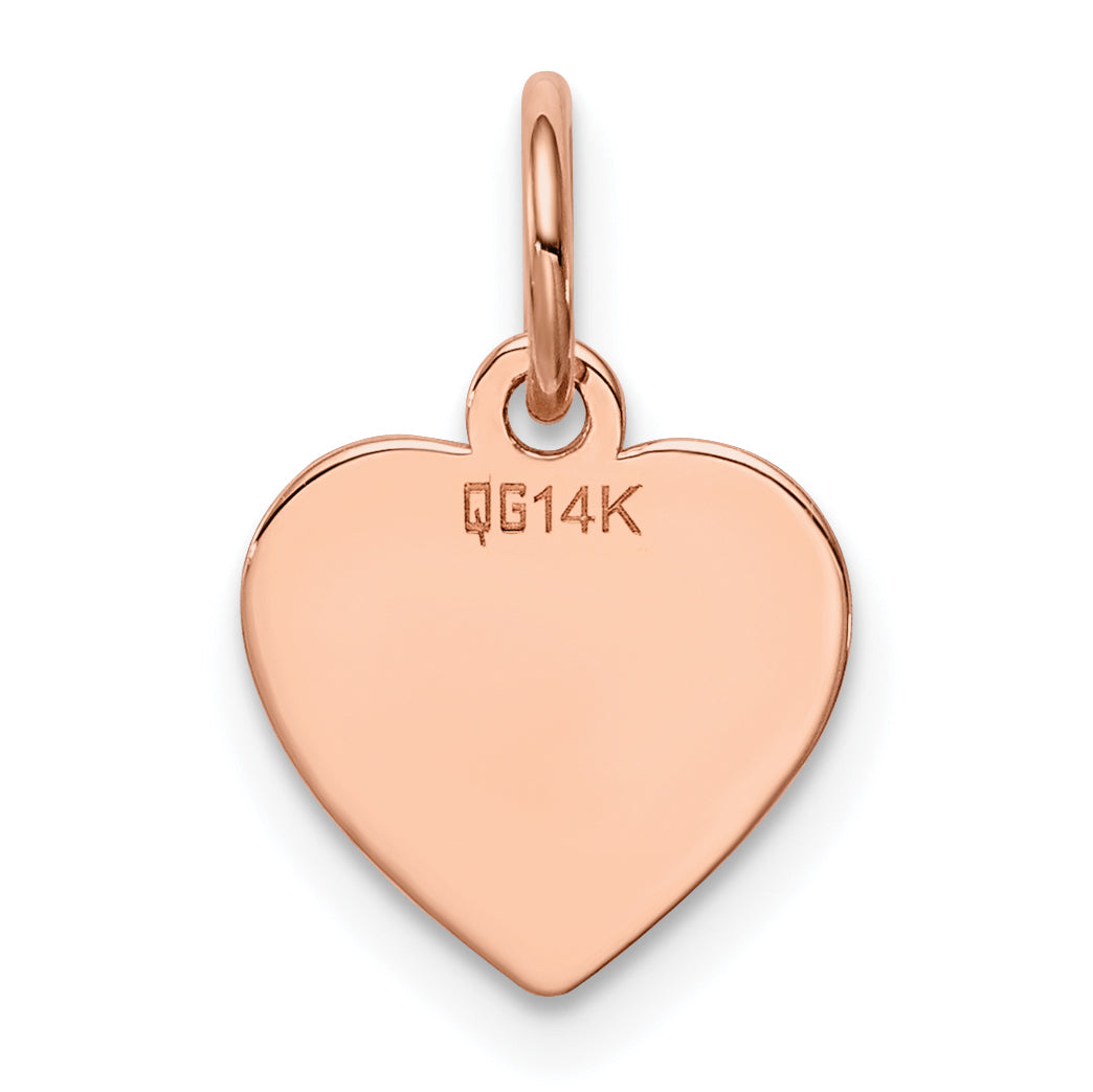 14k Rose Gold 14k Rose Gold Plain .013 Gauge Engraveable Heart Disc Charm