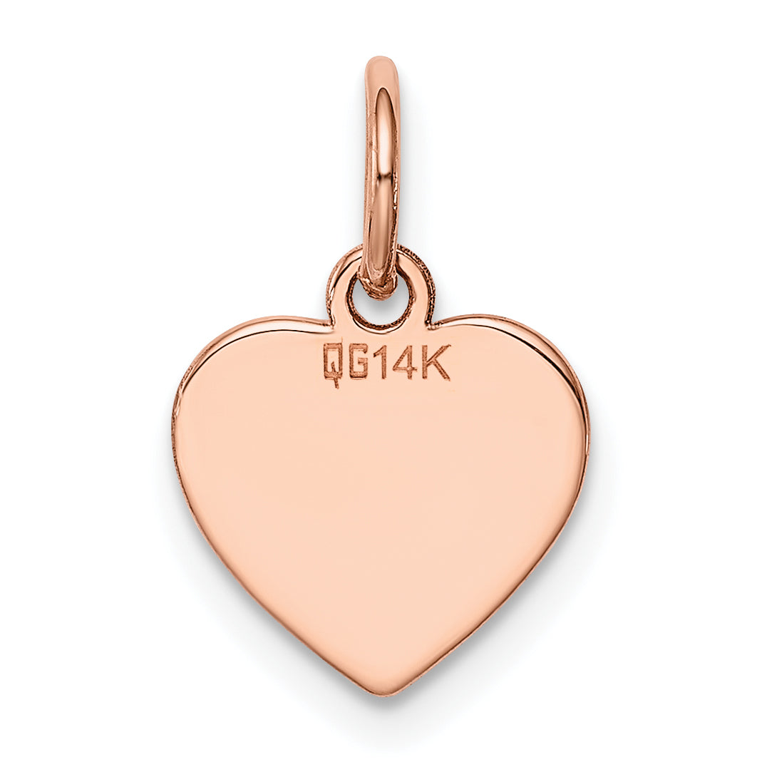 14k Rose Gold 14k Rose Gold Plain .011 Gauge Engraveable Heart Disc Charm