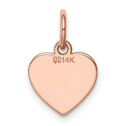 14k Rose Gold 14k Rose Gold Plain .013 Gauge Engraveable Heart Disc Charm