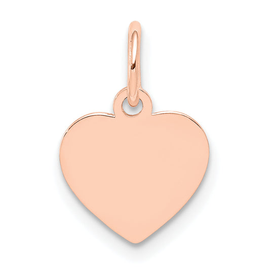 14k Rose Gold 14k Rose Gold Plain .018 Gauge Engraveable Heart Disc Charm