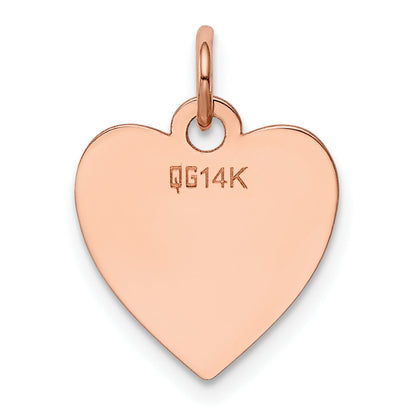 14k Rose Gold 14k Rose Gold Plain .011 Gauge Engraveable Heart Disc Charm